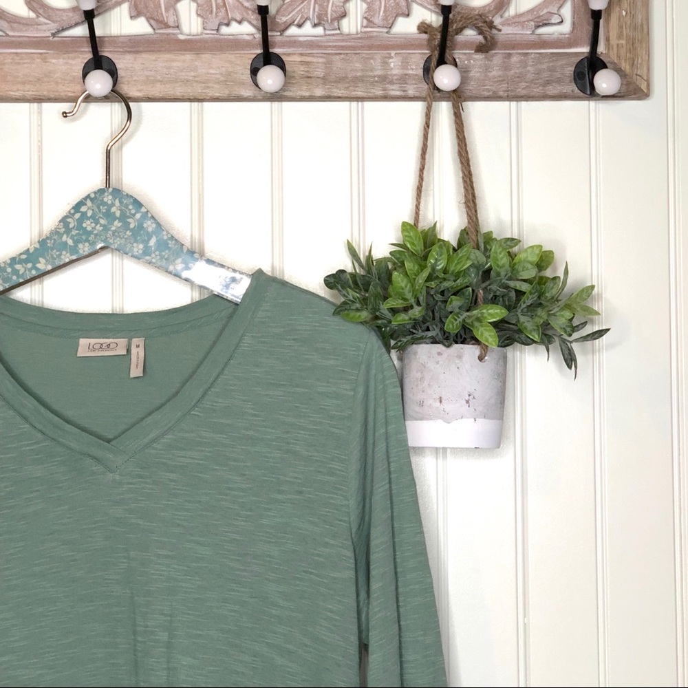 LOGO Green 3/4 Sleeve Tunic Top Medium M
